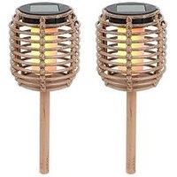 Streetwize Solar Rattan Effect Plasticstake Lights (Pack Of 2)