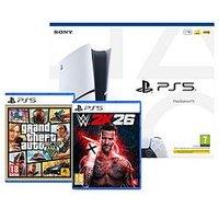 Playstation 5 Disc Console - 1Tb With Wwe 2K26 & Grand Theft Auto V