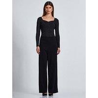 Quiz Black Wide Leg Trousers