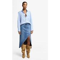 7 For All Mankind Libby Denim Skirt With Cut Out - Blue