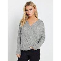 M&Co Petite Petite Wrap Over Jumper - Grey
