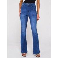 V By Very High Rise Slim Flare Jeans - Mid Wash