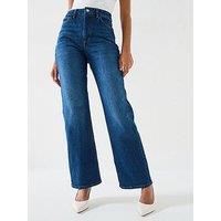 V By Very Wide Leg Jeans With Stretch - Dark Wash