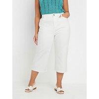 Yours Curve Wide Leg Cropped Trouser - White
