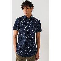 Boss H-Hank Polka Dot Short Sleeve Shirt - Dark Blue