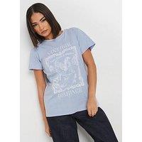 Pixiegirl Petite Vintage Acid Wash T Shirt - Blue