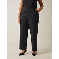 Evans Pinstripe Wide Leg Trouser 27" - Black