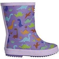 Hunter Kids First Dinosaur Print Wellington Boot - Purple