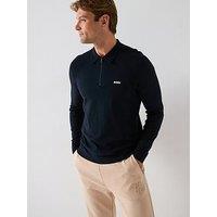Boss Momentum Lite 1/4 Zip Cotton Knitted Jumper-Dark Blue