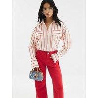 Ri Petite Pocket Front Wide Jeans - Red