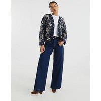 River Island Floral Studded Jacket - Navy