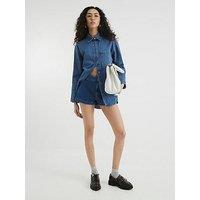 River Island Deep Cuff Shirt - Light Denim