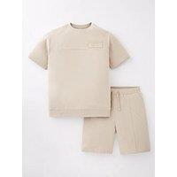 V By Very Boys Sweat T-Shirt And Short Set - Stone