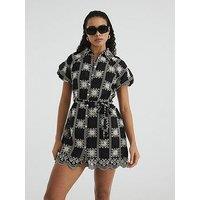 River Island Crochet Belted Dress - Black