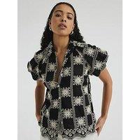 River Island Crochet Shirt - Black