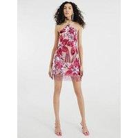 River Island Halter Floral Sequin Mini Dress - Pink