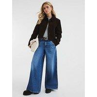 Ri Petite Petite Palazzo Wide Leg Jean - Medium Denim