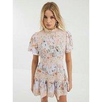 River Island Floral Print Lace Mini Dress