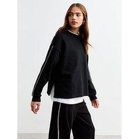 New Look Black Side Piping Oversized Sweatshirt
