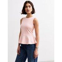 New Look Sleeveless Peplum Hem Top - Light Pink
