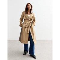 New Look Check Trimmed Mac Coat - Natural