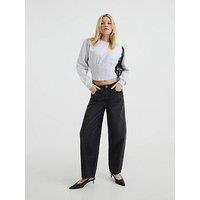 River Island Elasticated Barrel Jean - Black