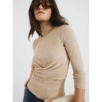 River Island Mock Wrap Top - Light Beige