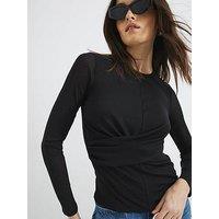 River Island Mock Wrap Top - Black