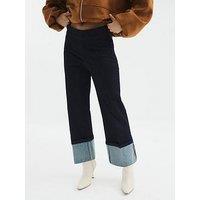 Ri Petite Turn Up Slim Jean - Dark Denim - Blue