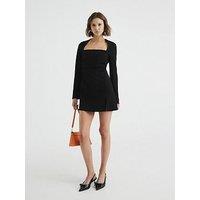 River Island Square Neck A-Line Mini Dress - Black