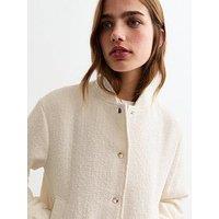 New Look Boucle Bomber Jacket - Off White