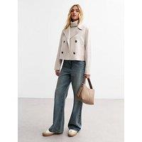 New Look Faux Suede Cropped Jacket - Light Grey