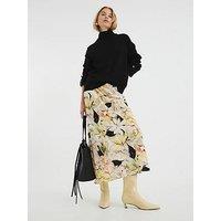 River Island Floral Bias Skirt - Yellow