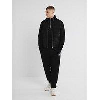 River Island Quilted Hybrid Funnel Neck Jacket - Black