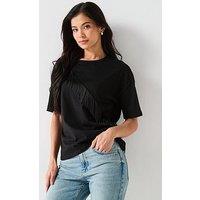 V By Very Fringe Detail T-Shirt - Black