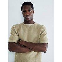 River Island Short Sleeve Pointelle Mesh T-Shirt - Khaki
