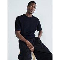 River Island Short Sleeve Pointelle Mesh T-Shirt - Black