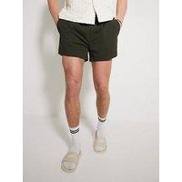 River Island Seersucker Swim Shorts - Dark Green