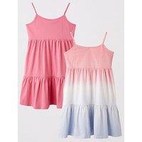 V By Very Girls 2 Pack Jersey Dresses - Pink
