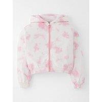 V By Very Tie Dye Zip Up Hoody - Pink