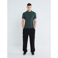 River Island Muscle Fit Textured Knitted Tipped Polo Shirt - Dark Green