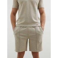 River Island Slim Fit Jacquard Jersey Shorts - Stone - Light