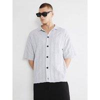River Island Short Sleeve Ribbed Boucle Shirt - Grey