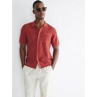 River Island Short Sleeve Pointelle Crochet Shirt - Red