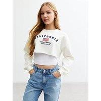 New Look 915 Girls California Cropped Sweatshirt - Cream