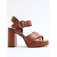River Island Cross Platform Sandal - Brown