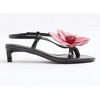 River Island Flower Kitten Heel Sandal - Black