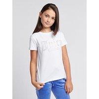 Juicy Couture Girls Diamante Fitted Short Sleeve T-Shirt - White
