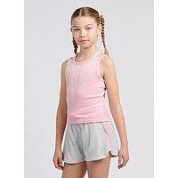 Juicy Couture Girls Velour Strappy Top & Runner Short Set - Light Grey