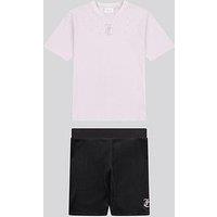 Juicy Couture Girls Loose T-Shirt & Velour Cycling Short Set - Black